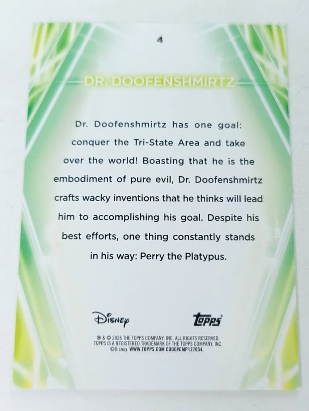 Dr Doofenshmirtz Topps 2026 Disney Neon Holo Parallel Refractor Limited 024/150 - Picture 4 of 4